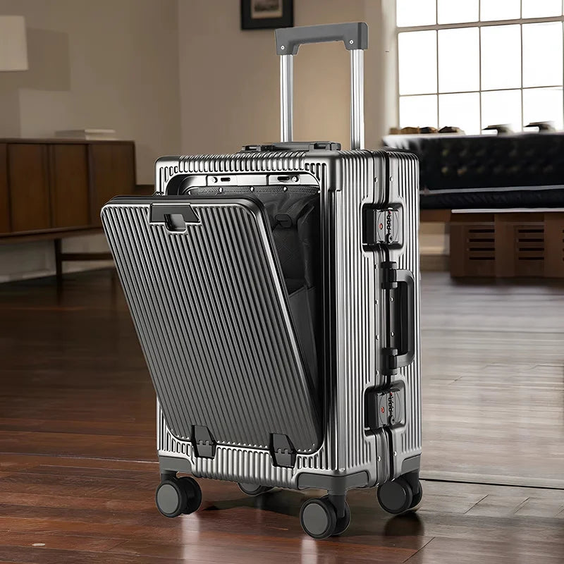 20 Inch Carry On Suitcase - Front Opening, Spinner Wheel, USB Charging, TSA Lock, Travel Luggage | AlluCanFind