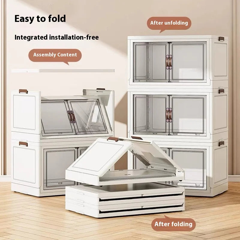 3/4/5 Layers Multifunction Folding Storage Cabinet Closet Organizer With Wheel Stackable Large Capacity Drawer Type Storage Box