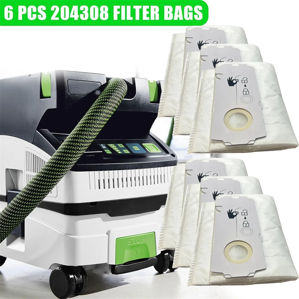 A61I 6PCS 204308 CT Mini/Midi -2/5 Filter Dust Bag for FeStool 204308 CT 15 Vacuum Cleaner Accessory
