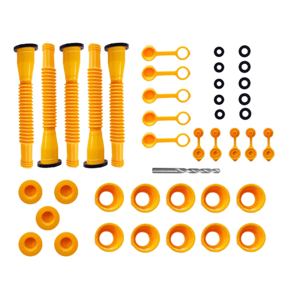 1/3/4/5 Set Gas Can Spout with Screw Collar Caps Anti Spill Gas Tank Nozzle Replacement Gas Can Spouts for Most 1/2/5/10 Gal Can