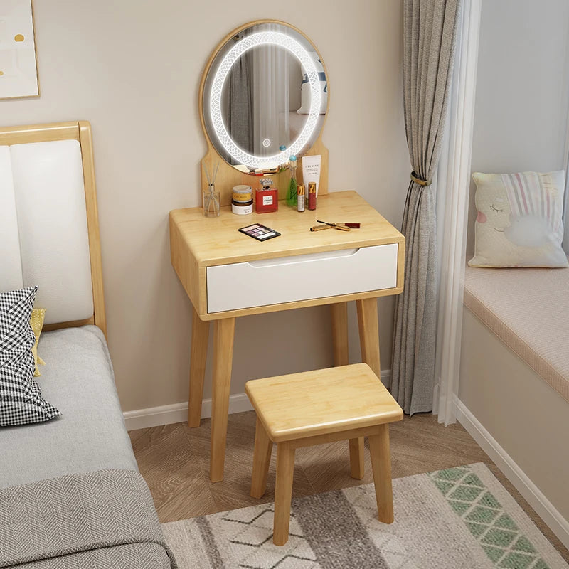 Nordic solid wood dresser 60cm small apartment bedroom modern simple makeup table light luxury dresser storage cabinet