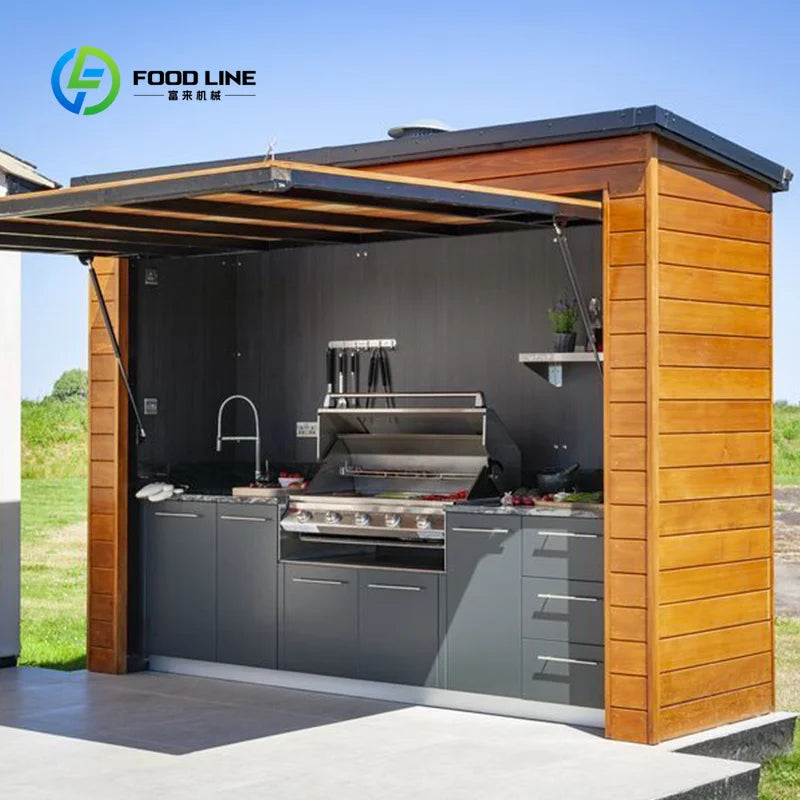 Outdoor Kitchen Patio BBQ Grill Island Stainless Steel Modular Cooking Station Gas Charcoal Garden Appliance