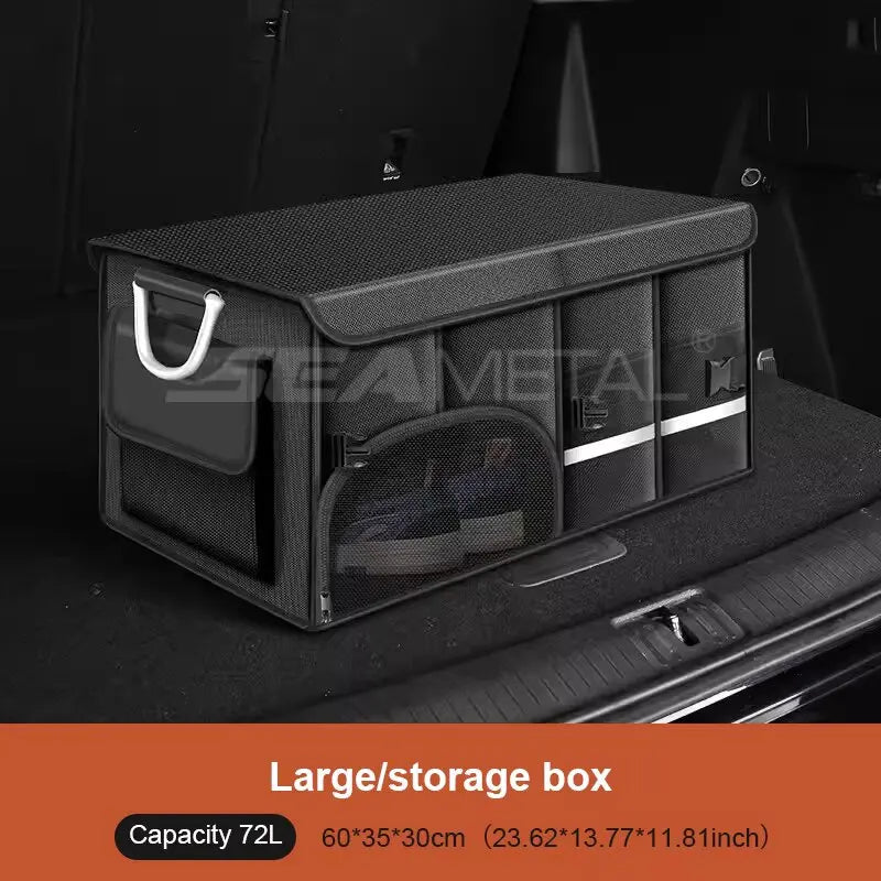 SEAMETAL Ultra-Large Trunk Organizer 72L/110L Foldable Oxford Cloth Portable Storage Box with Waterproof Pouch Fishing/Camping
