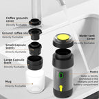 Electric Portable Coffee Machine Portable Italian Espresso Machine for Car & Home 3-in-1 Capsule Powder Travel Coffee Machine