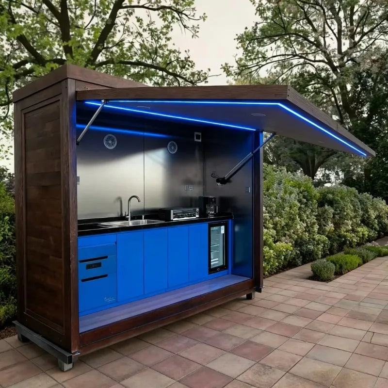 Customizable Durable Outdoor Kitchen Cabinet with BBQ Grill & Fridge for Camping & Backyard Daily Use