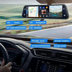 Upgraded 9.66 Full HD CarPlay Screen Mirror Dash Cam – Dual Recording, 24H Parking Mode, Night Vision, Rear Cam Motion Detection