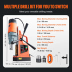 VEVOR 1300W 1400W 2" Electric Drilling Machine Magnetic Drill Press Boring Diameter Power Drill 810 PRM 1-second Release Drill
