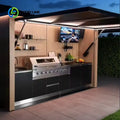 Customized Outdoor Kitchen Island with Granite Countertop Stainless Steel Cabinet for Patio Backyard Entertainment