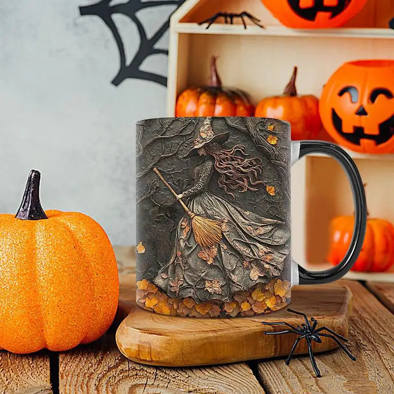 1pcs Witch Coffee Mug 350ml Ceramic Coffee Cup Water Cups Summer Winter Drinkware Birthday Gifts Halloween Gift For Women Men