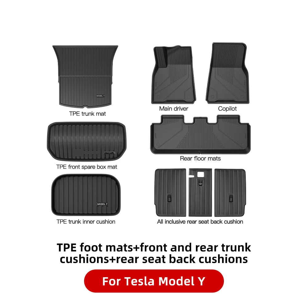 YZ For Tesla Floor Mats Model 3 Y Highland 2021-2024 Car Four Seasons Waterproof Non-slip Floor Mat TPE Special Car Accessories