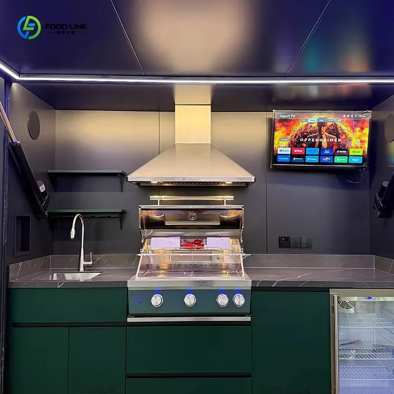 Customized Modular Outdoor Kitchen Cabinet Multifunctional BBQ Island For Villa Courtyard Hotel Outdoor Area