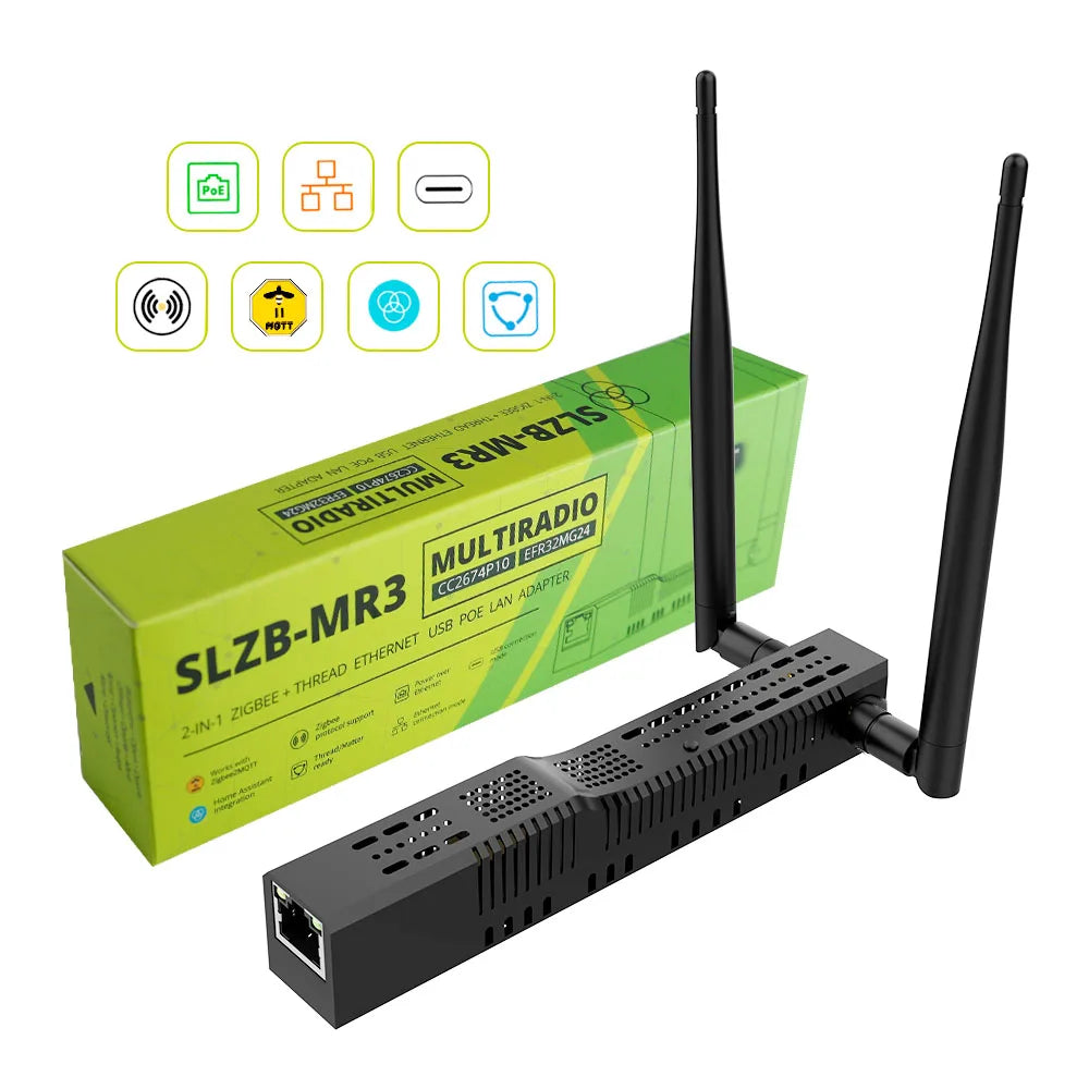 SMLIGHT SLZB-MR1/MR2/MR3/MRW10 Multiradio Zigbee 3.0 USB and WiFi Gateway Coordinator POE Thread Zigbee2MQTT Home Assistant ZHA