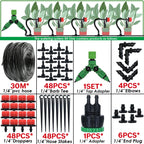 KESLA Greenhouse 5-50M Drip Irrigation System Automatic Watering Garden Hose DIY Micro Drip Watering Kits w/ Adjustable Drippers