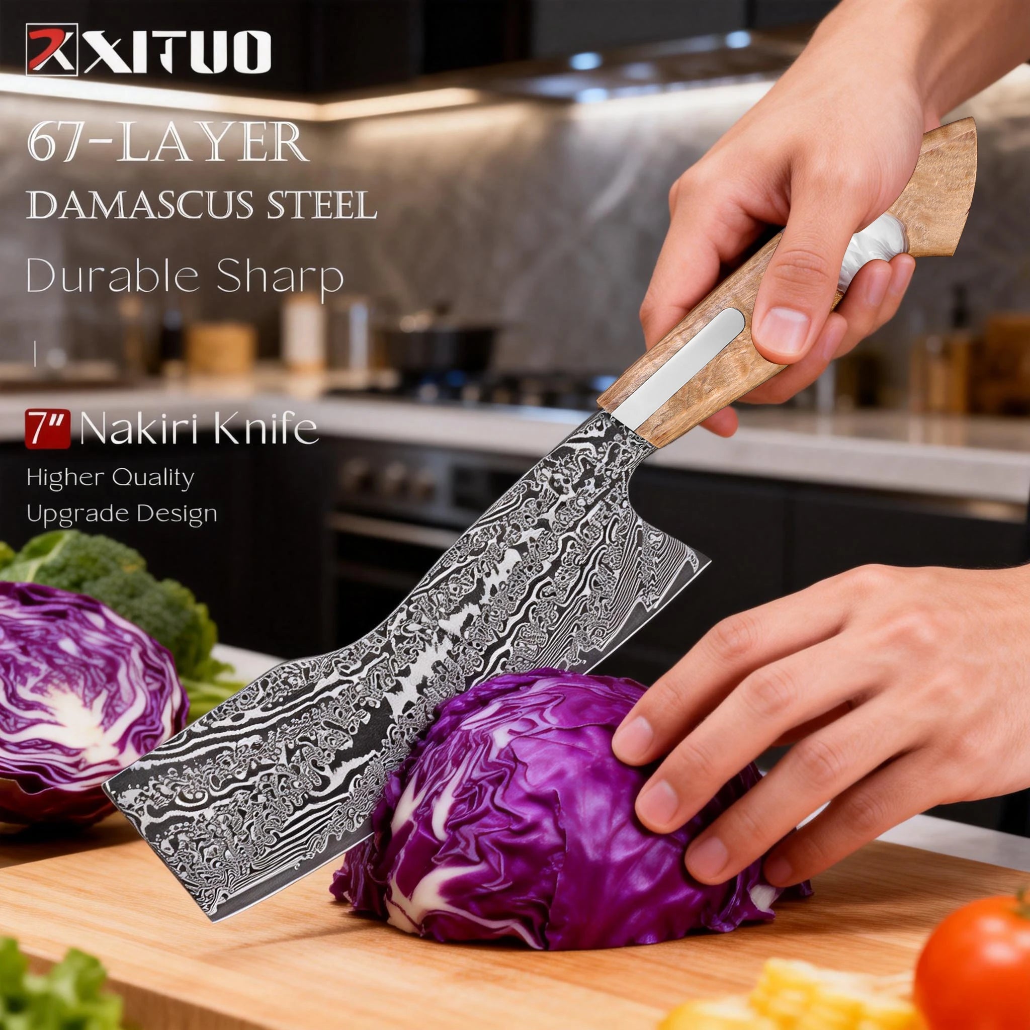 XITUO Premiu Kitchen Knife Set 1-6PCS,Japanese Damascus Steel Chef Knife Set,Chef,Santoku,Nakiri,Bread, Boning&Utility Knives