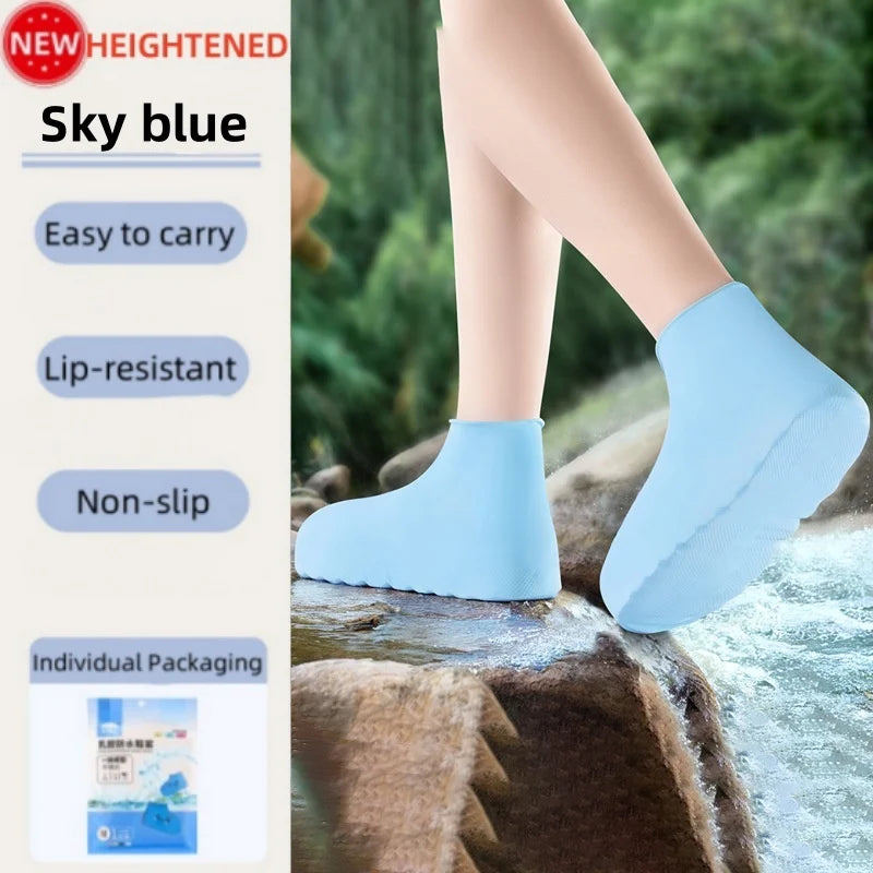 New Thickened Silicone Shoe Covers WaterProof Rubber Rain Boot Covers Reusable Non-slip Rain Shoes Outdoor Rain Gear Accessories