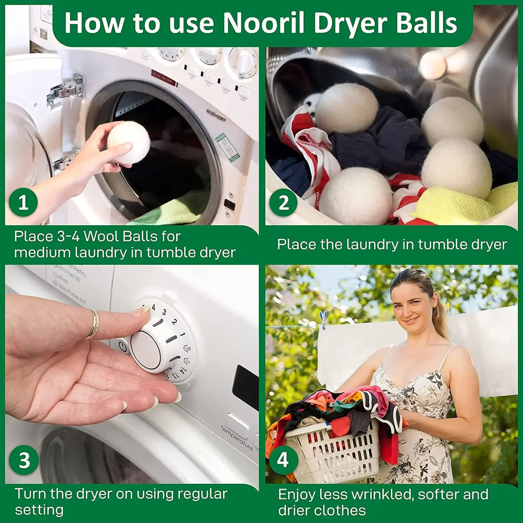 6pcs Dryer Balls Fabric Softening Handmade Reusable Organic Wool Laundry Balls Reduce Drying Time Wrinkles Free with No Bad Odor