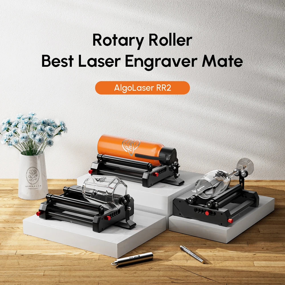 AlgoLaser Laser Engraver Y-axis Rotary Roller / Chuck 4 in-1 Ideal for Engraving On Both Regular Irregular Cylindrical Objects