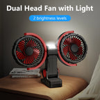 Eary Dual Head Clip On Fan Mount For Desktop With 4000mAh Battery Oper