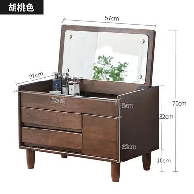 Storage Wood Vanity Table Mirror Nordic Modern Luxury Bedroom Dresser Makeup Drawers Beauty Schmink Tisch Bedroom Furniture