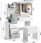 Vanity Desk with Mirror and Led Lights, Makeup Vanity Desk with Sliding Lighted Mirror, Dressing Table Storage for Bedroom