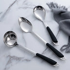 6Pcs Stainless Steel Kitchen Utensil Set with Ergonomic Handles, Heat-Resistant Spatula Turner Ladle Slotted Spoon for Cooking