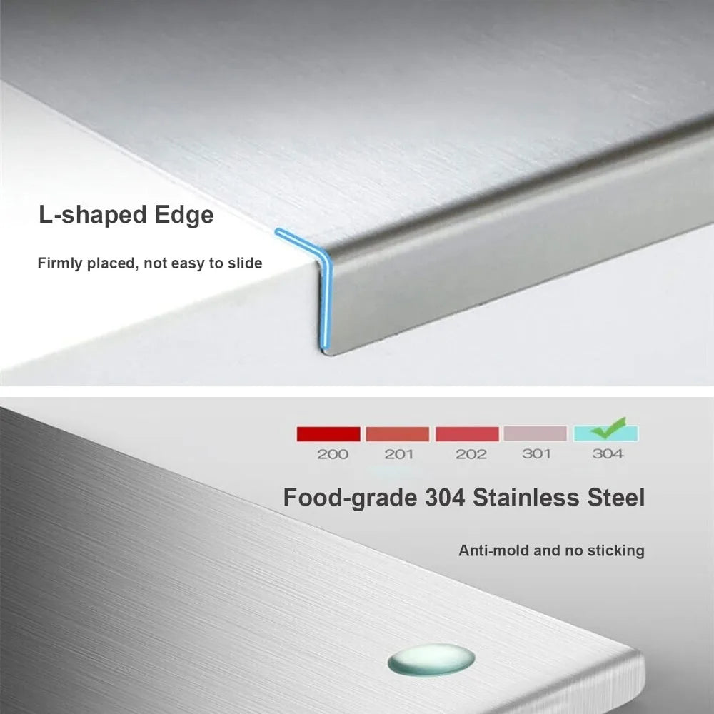 Kitchen Tools Cutting Board, Food Grade 304 Stainless Steel Cutting Board Non slip Edge Suitable for Cutting Vegetables Pastries