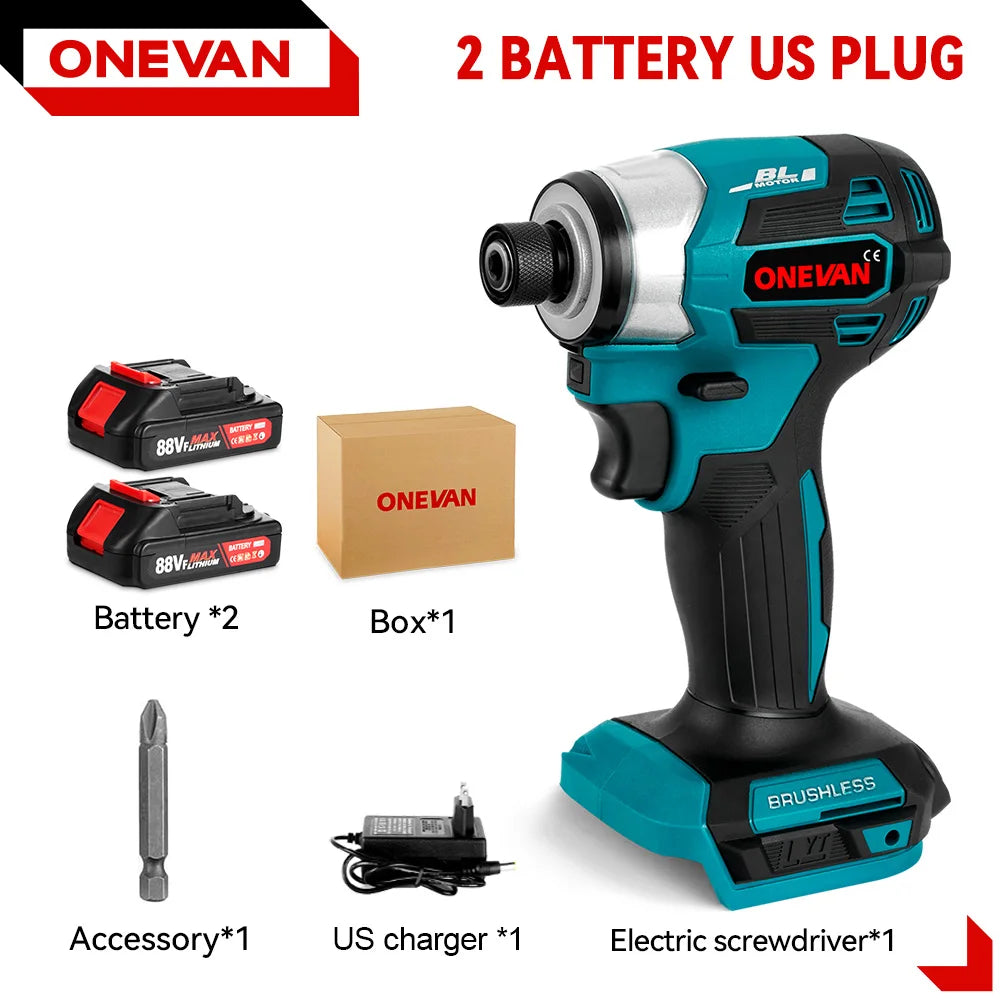 600N.m Brushless Electric Screwdriver Cordless 5-Speed Electric Impact Drill Rechargeable Power Tools Kit For 21V 18V Battery