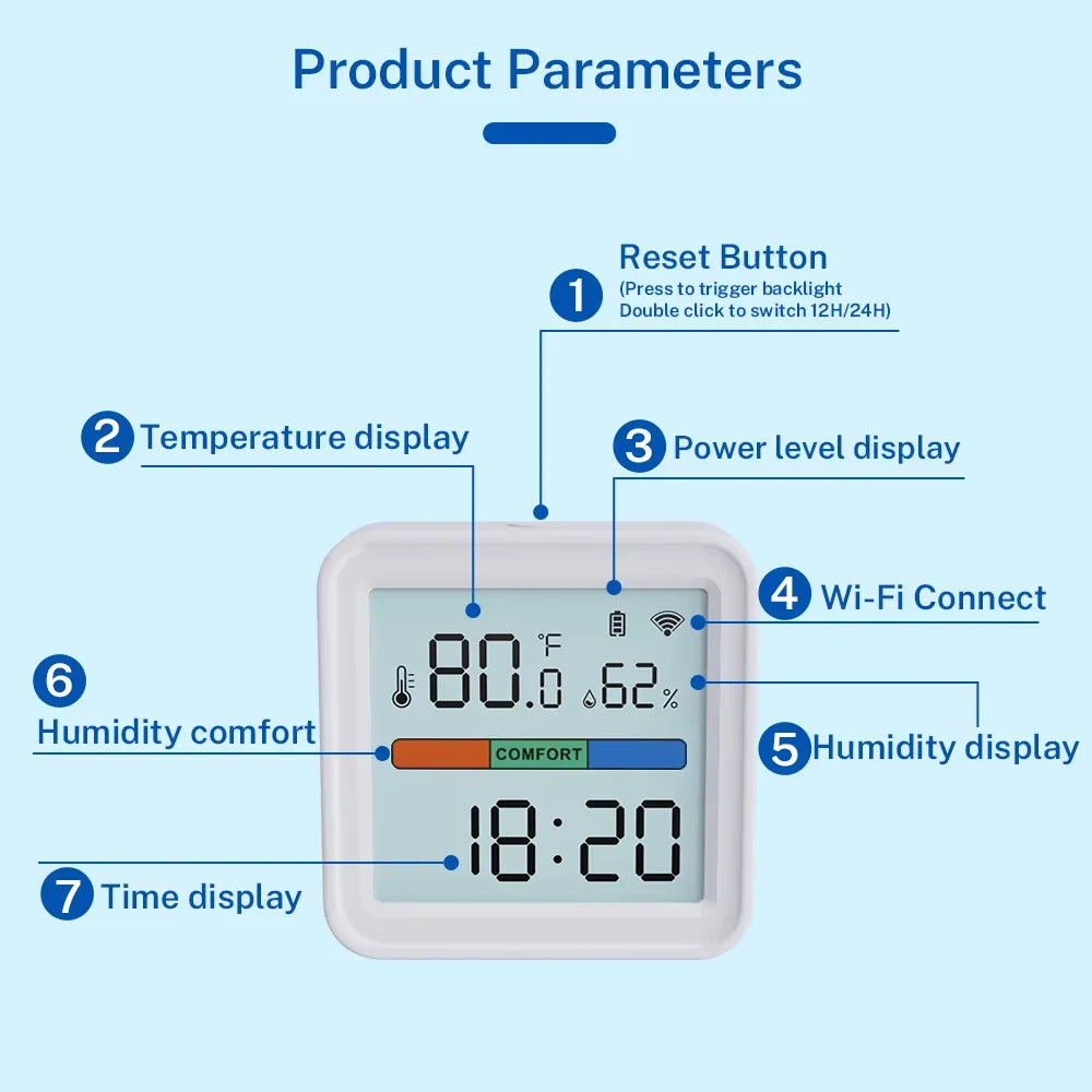 Tuya WiFi Temperature Humidity Sensor Home Automation Hygrometer Thermometer Control Smart Life for Smart Home Support Alexa