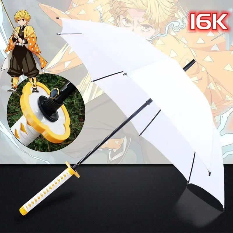 Demon Slayer Katana Anime Umbrella Ninja Long Parasol Kimetsu No Yaiba Tanjirou Cosplayer Samurai Sword Katana Handle Umbrellas