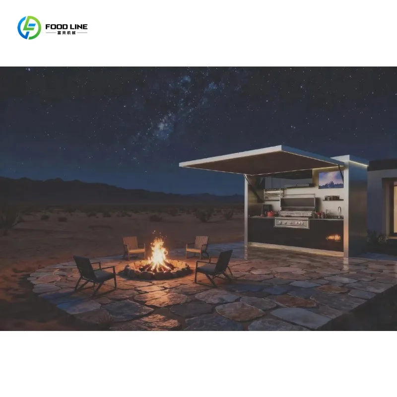 Customized durable portable aluminum outdoor kitchen island modular cabinet large capacity design with functional BBQ grill