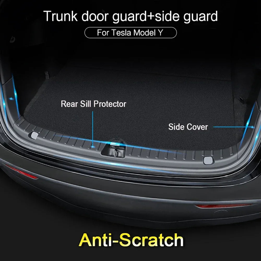 For Tesla Model Y Trunk Sill Protector Premium TPE Rubber Boot Bumper Guards with ABS Sides Bar Fender Cover for Enhanced amagi