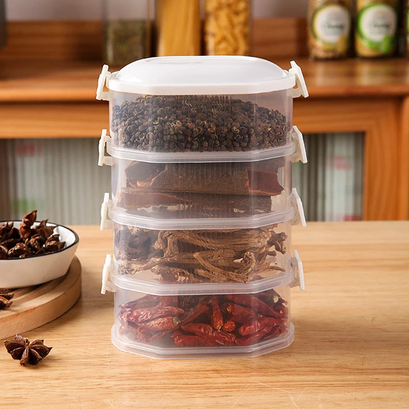 Kitchen Spice Storage Box Onion Ginger Garlic Fresh-keeping Box Multi-layer Food Sealing Moisture-proof Packaging Tank Household