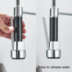 Wanmivezlo Pull Down Kitchen Sink Faucet Hot Cold Water Mixer Crane Tap with Dual Spout 360 Rotation High Faucet Deck Mounted