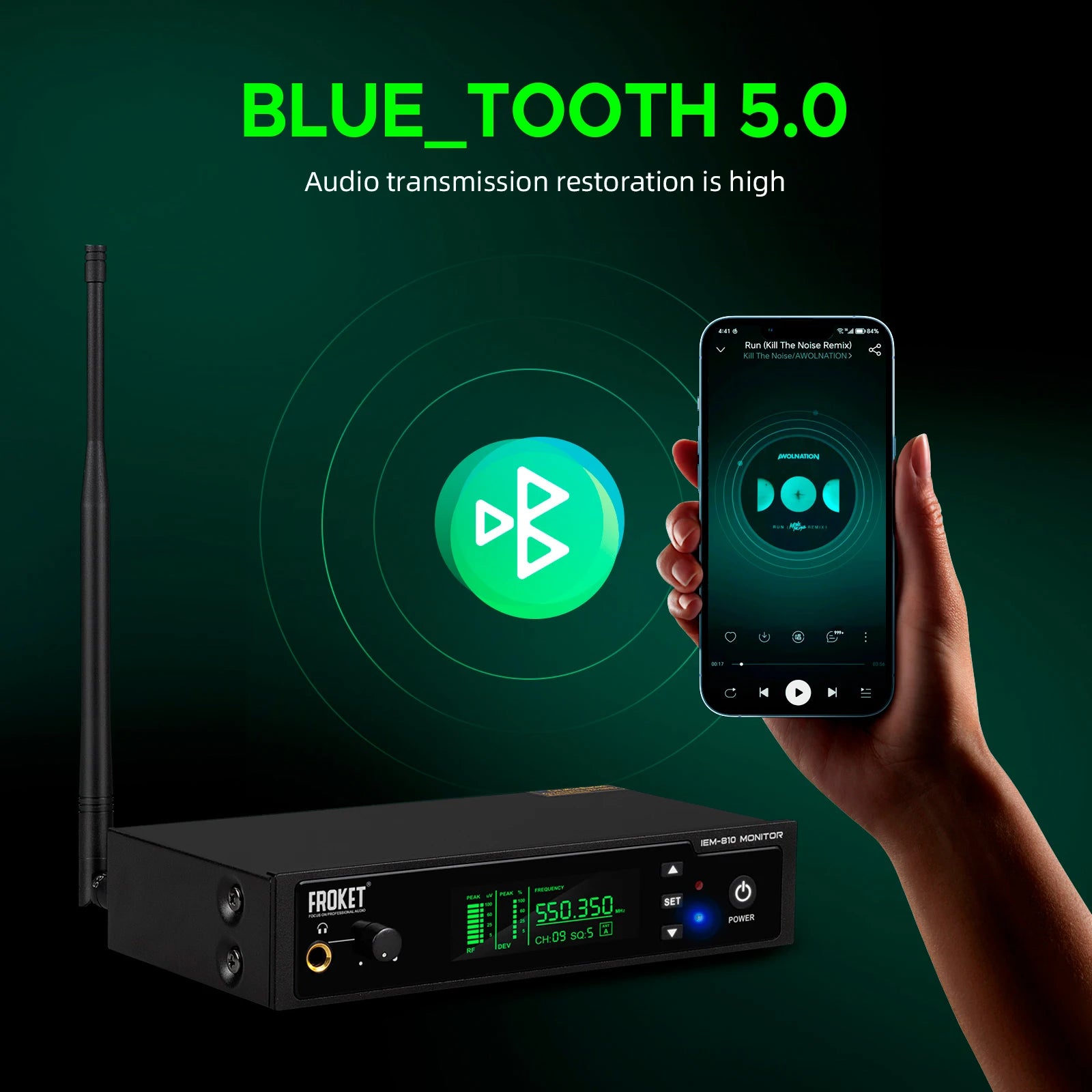 IEM-810 UHF mono wireless in-ear monitoring system, transmission distance 100, Bluetooth 5.0, for professional stage, concerts