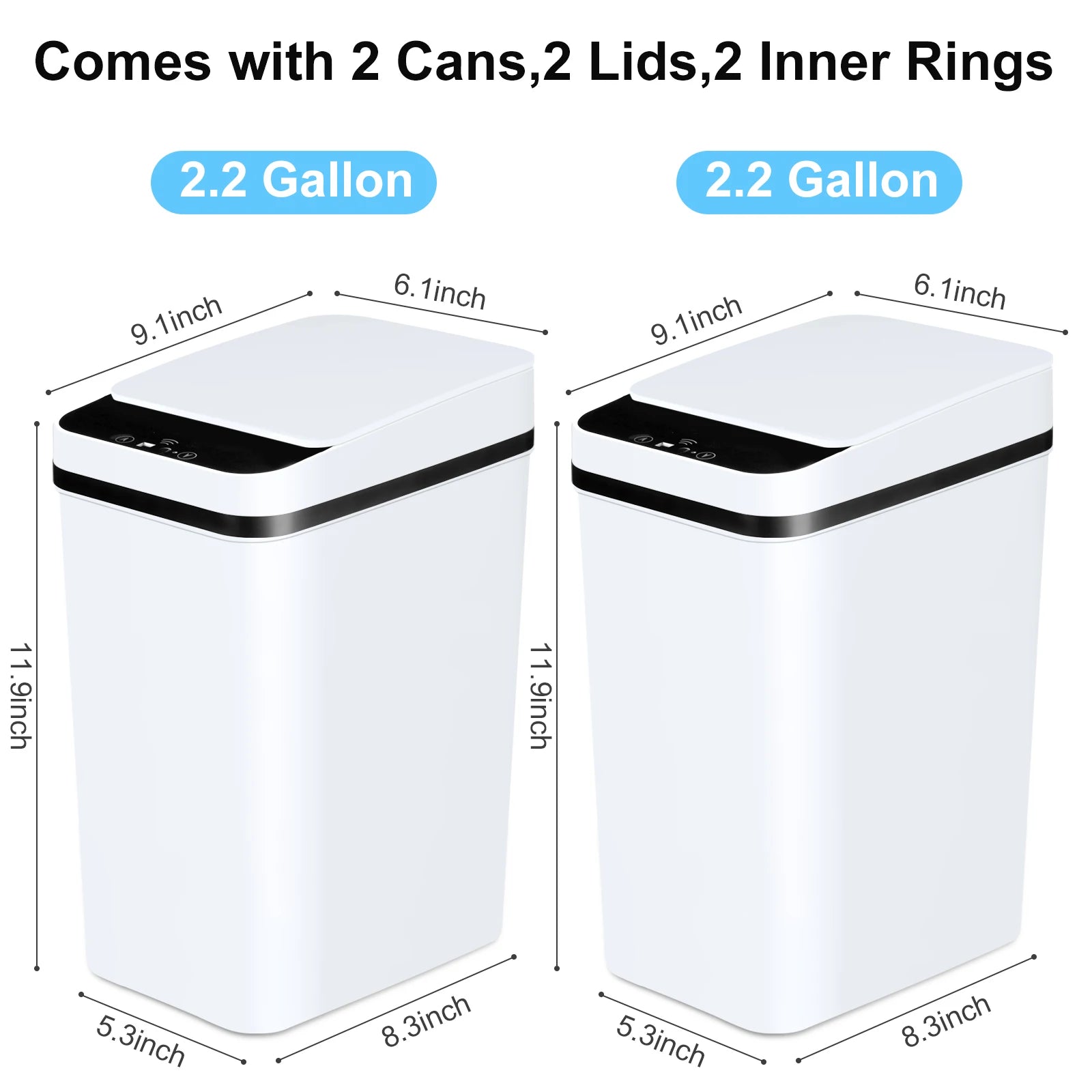 Touchless Motion Sensor Trash Cans (2-Pack)