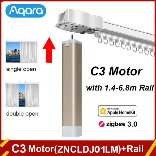 Aqara Smart Electric Curtain Track included C3 Motor Zigbee 3.0 Super Silent Private Custom Curtain Rail Set Control System