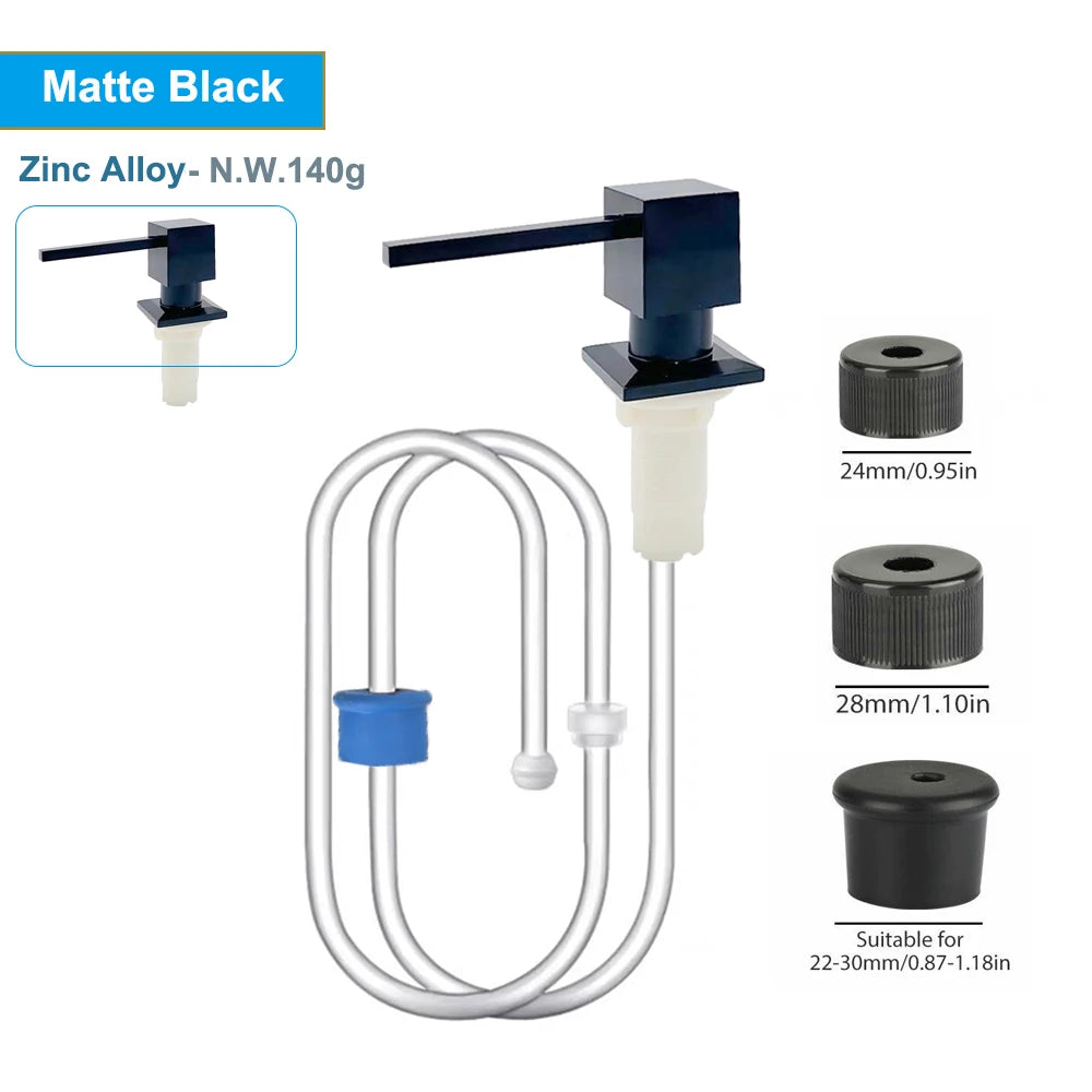 Kitchen Sink Liquid Soap Pump Dispenser Nickle Golden Lotion Holder Pump 360° Head Silicone Tube Kit Under Deck Counter Tool