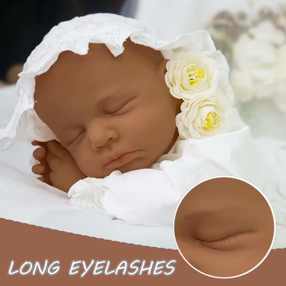 18.9-inch ultra realistic baby girl 3.1kg solid silicone reborn doll healing series closed eye sleeping shape baby muscle touch
