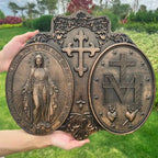 Our Lady Of Fatima Wood Decor Miracles Plate Mary Apparition Holy Plate Christmas Easter Wood Carving Pendant Wooden Ceremony