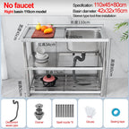 Stainless Steel Sink Kitchen Household Thickened Single Trough with Bracket Wash Basin Sink with Platform Easy Landing