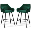 AINPECCA Bar stools Set of 2 Velvet/FauxSuede/Faux Leather Upholstered Seat with Backrest & Armrest Metal Legs Counter Breakfast