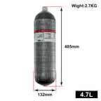 TUXING 4500Psi 4.7L Carbon Fiber Cylinders 300Bar High Pressure Cylinders for HPA Scuba Diving Tank Thread M18*1.5