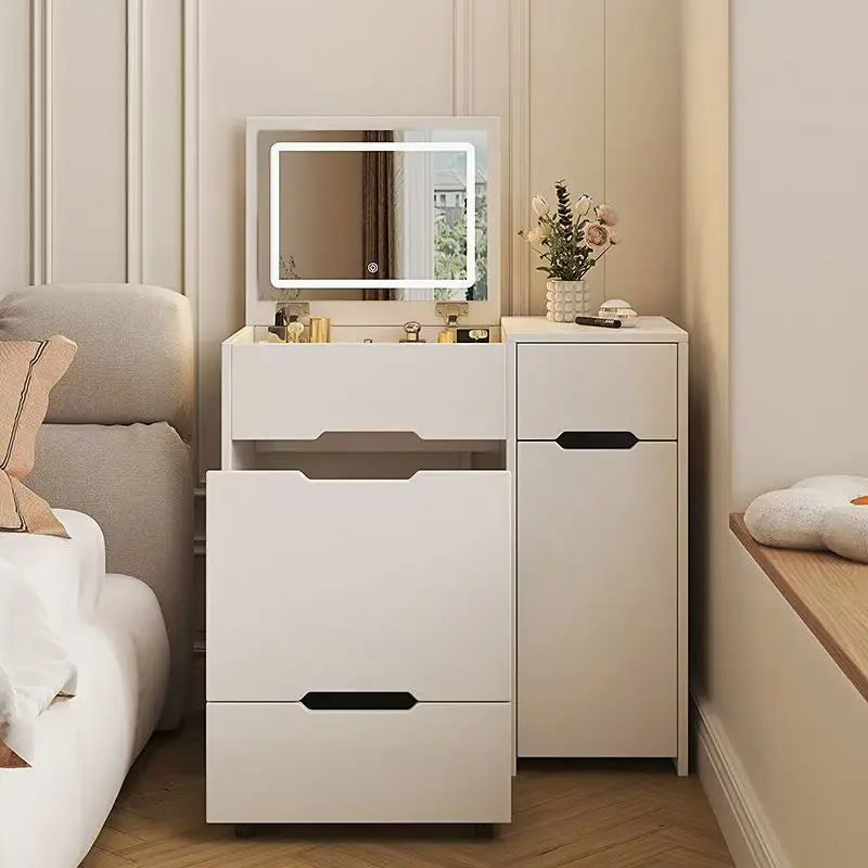 Hollywood Mirror Vanity Table Storage Minimalist Modern Light Vanity Table Makeup Drawers Coiffeuse De Chambre Maquillage Home