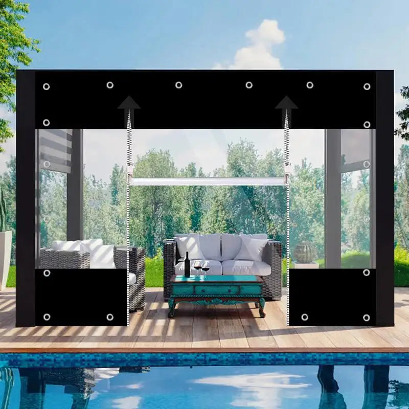 Customizable Transparent Zipper Tarpaulin with Twist Lock Pergola See Though Tarpaulin Heavy Duty Carwash Room Waterproof Screen