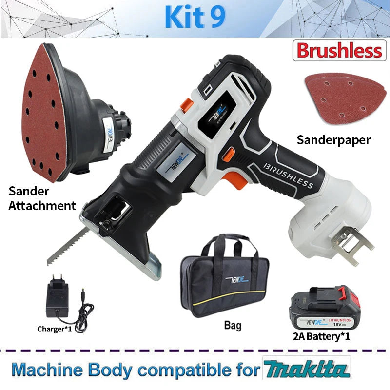 Compatible MAKITA 18V Brushless Jig saw & drill screwdriver Reciprocating/circular saw chainsaw oscillatingtool sander Combo kit