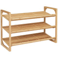 HOMCOM 3-tier Bamboo Shoe Rack for 9 Pairs of Shoes 76x33x51cm Natural