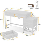 Vanity Desk with 5 Drawers, Makeup Vanity Table Dressing Table with Side 3-Drawer Chest (Without Mirror)for Women, Girls
