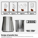 DIVEDEER Electric Coffee Grinder Stainless Steel Coffee Beans Grinder Automatic Detachable 8 File Adjustable Plane Burr Grinder
