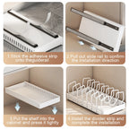 1PCS Kitchen Pots & Pans Organizer Under Cabinet Sliding Drawer Pot Lid Organizer Pull Out Cabinet Storage Tray with 8Dividers