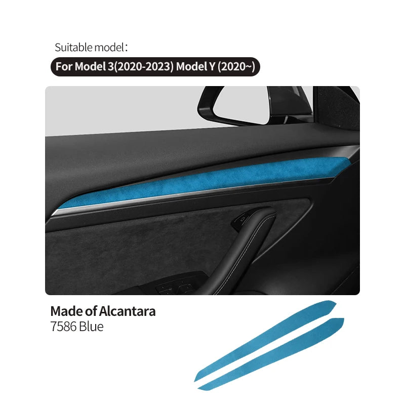 For Tesla Model 3 Y 2020-2023 Made of Alcantara Door Handle Panel Trim Cover Door Sticker Styling Decoration Interior Accessory